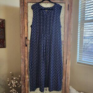 The Vermont Country Store Blue Floral Maxi/Midi Dress w/pockets | 2X